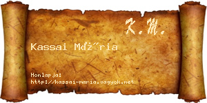 Kassai Mária névjegykártya